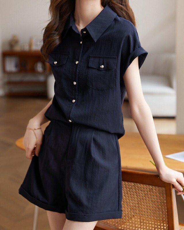 楽天市場】セットアップ ショートパンツ レディース トップス シャツ