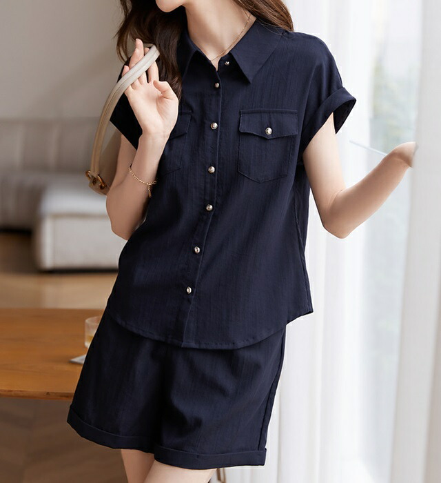 DALPONTE ネイビー 半袖・長袖シャツとショートパンツセット DALPONTE