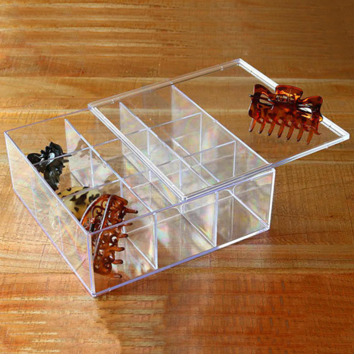 楽天市場】クリアケース ふた付き 9分割 透明 プラスチック 収納