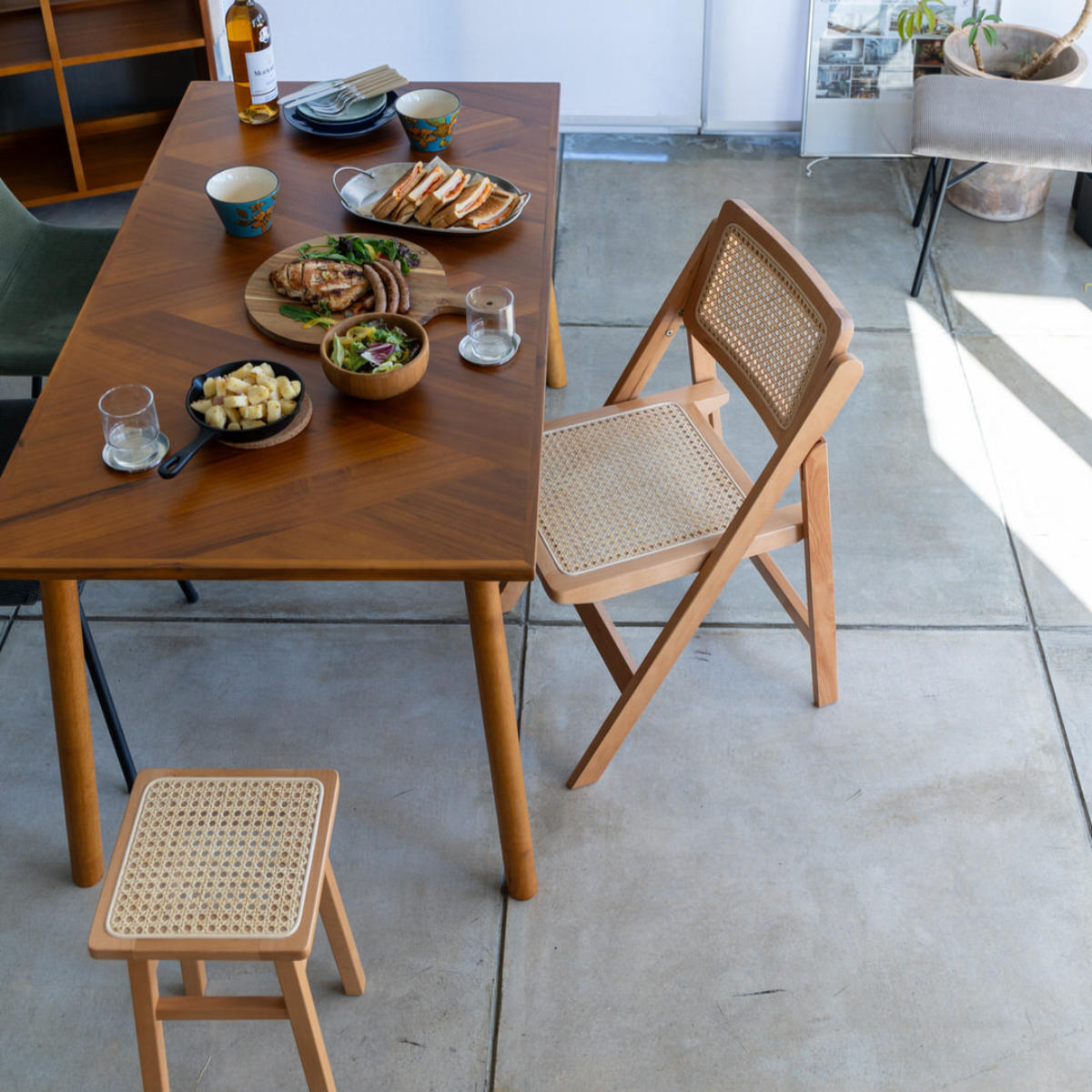 楽天市場】Mash チェア ラタン 座面高41.5cm 天然木 折りたたみ