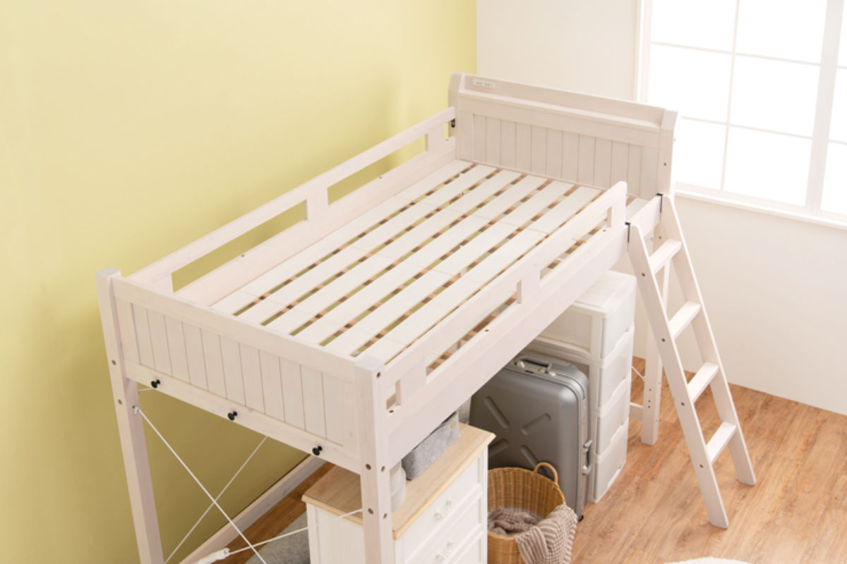 楽天市場】ロフトベッド ベッド下113cm 木製 2口コンセント （ 送料