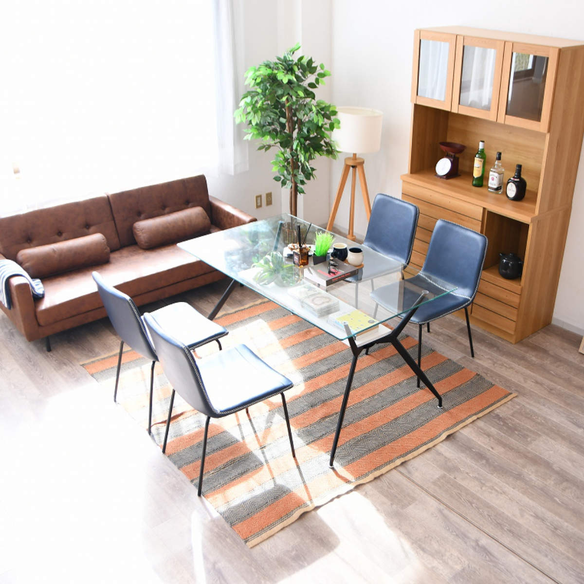 楽天市場】ダイニングテーブル 4人掛け ガラス 収納スペース付き 幅