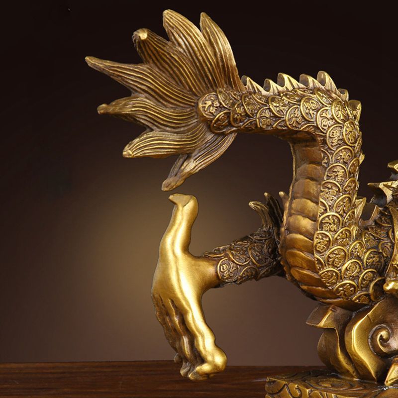 楽天市場】龍の置物 昇運金龍 金玉持ち 風水グッズ 金龍 竜 銅製 玄関