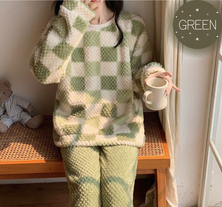 楽天市場】【上下セット】 レディース ブロックチェック ふわふわ