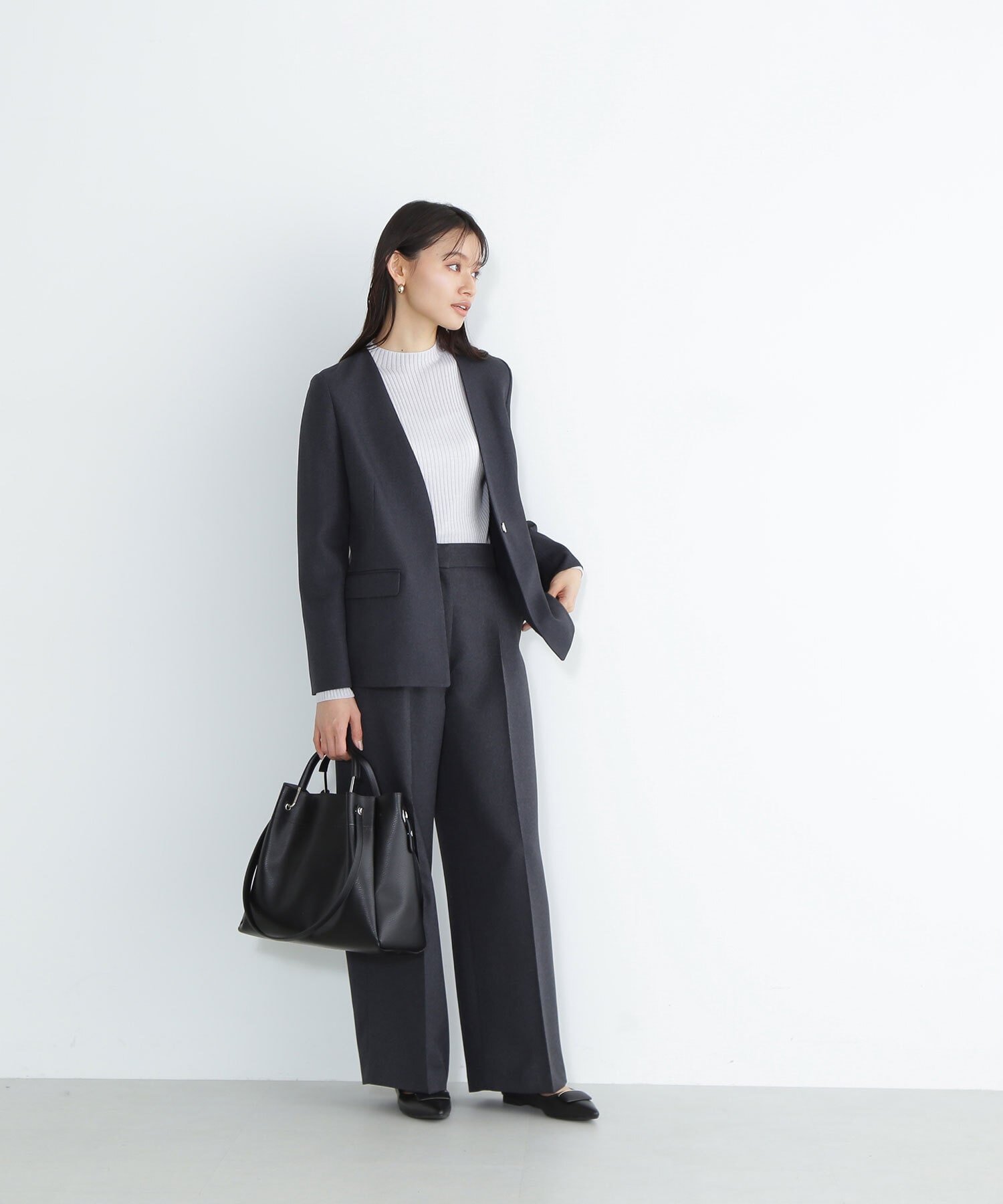 NATURAL BEAUTY BASIC｜シャークスキンSETUPシリーズ ワイドパンツ