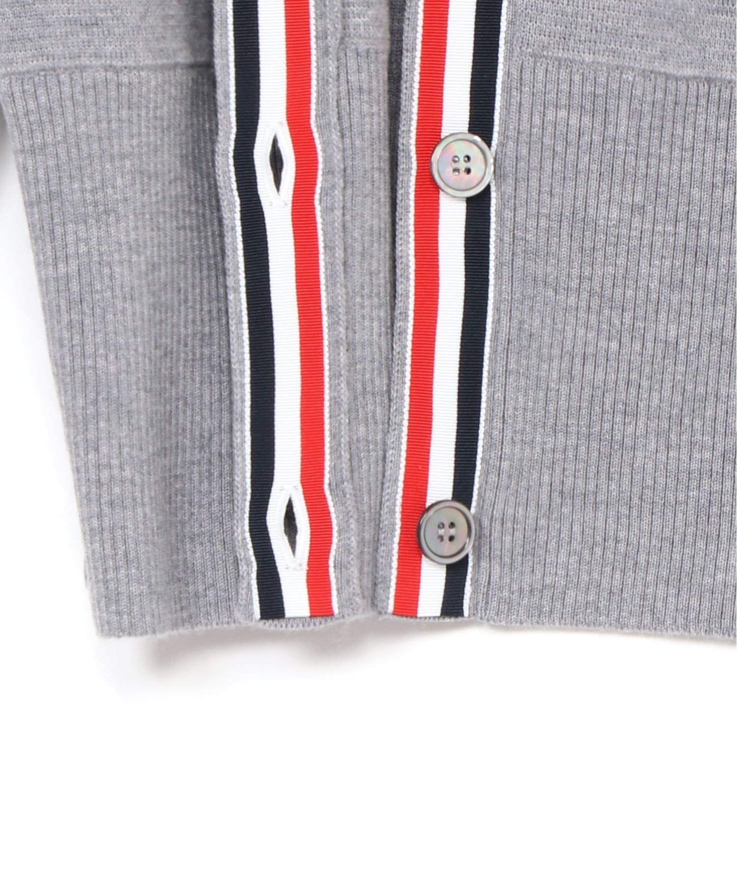 THOM BROWNE グレー Vネックカーディガン 1サイズ THOM BROWNE/トムブラウン_men通販 | フィット Vネックカーディガン