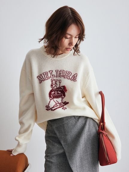 Mila Owen｜MILAOクルーネックジャガードニット | Rakuten Fashion