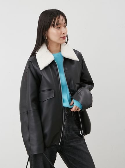 Mila Owen｜ステンカラーフェイクレザーブルゾン | Rakuten Fashion