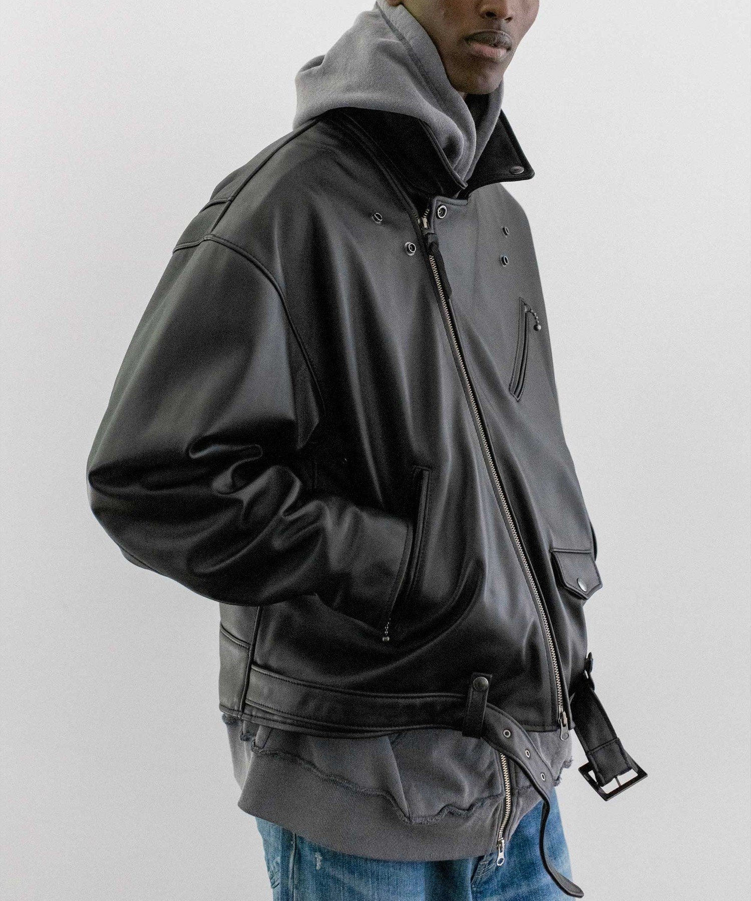 monkey time シープレザーオーバーサイズダブルライダースジャケット BEAUTY&YOUTH UNITED ARROWS｜<monkey time> シープ レザー オーバー