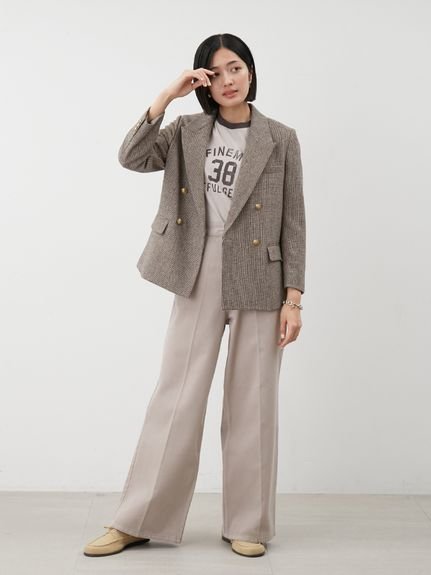 Mila Owen｜チェック金釦ダブルブレストブレザー | Rakuten Fashion