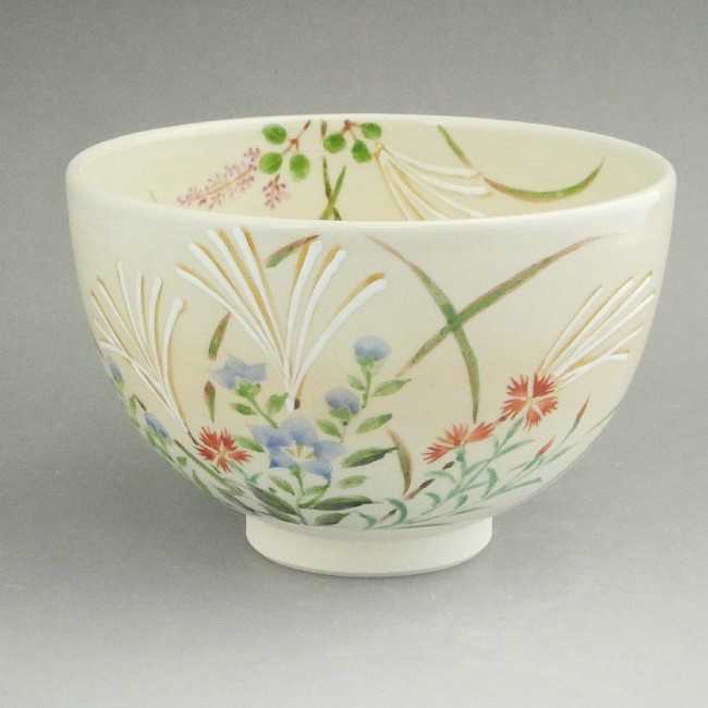 楽天市場】京焼 清水焼 秋草抹茶茶碗 昇 : 京焼清水焼専門店 松韻堂