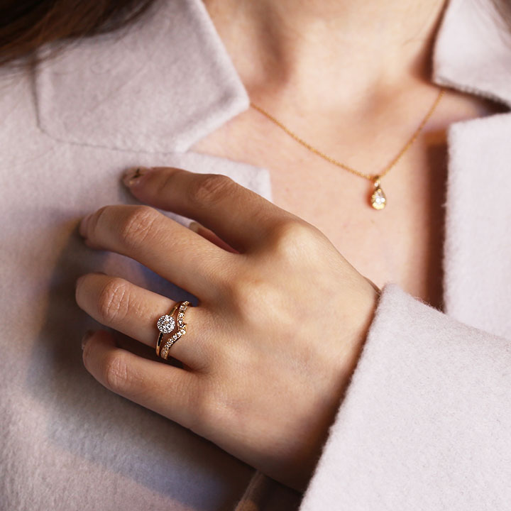 楽天市場】【Diamond Combi Ring】 K10/K18/Pt900 ヘイローデザイン