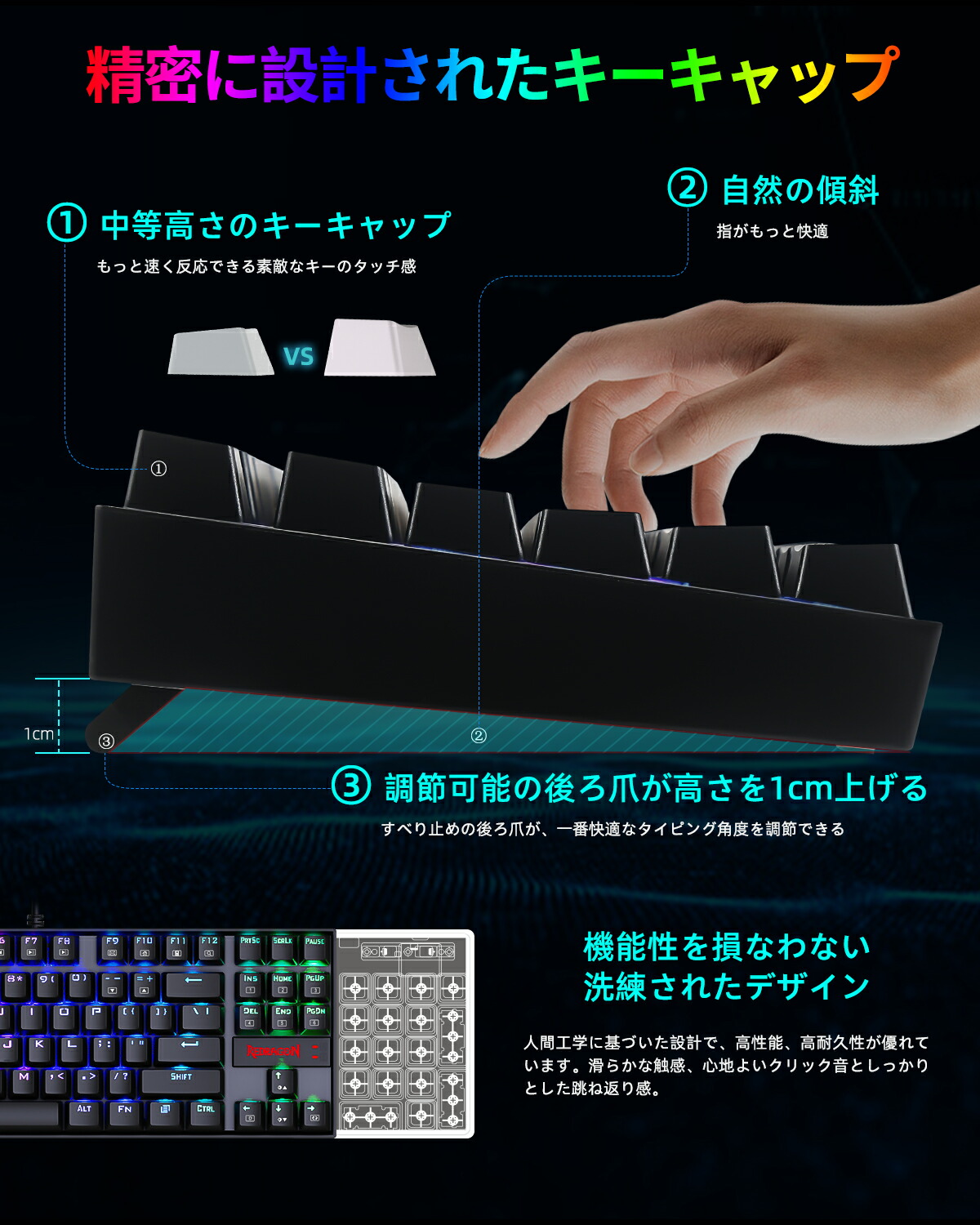 楽天市場】Redragon ゲーミングキーボード メカニカル式 全87キー防