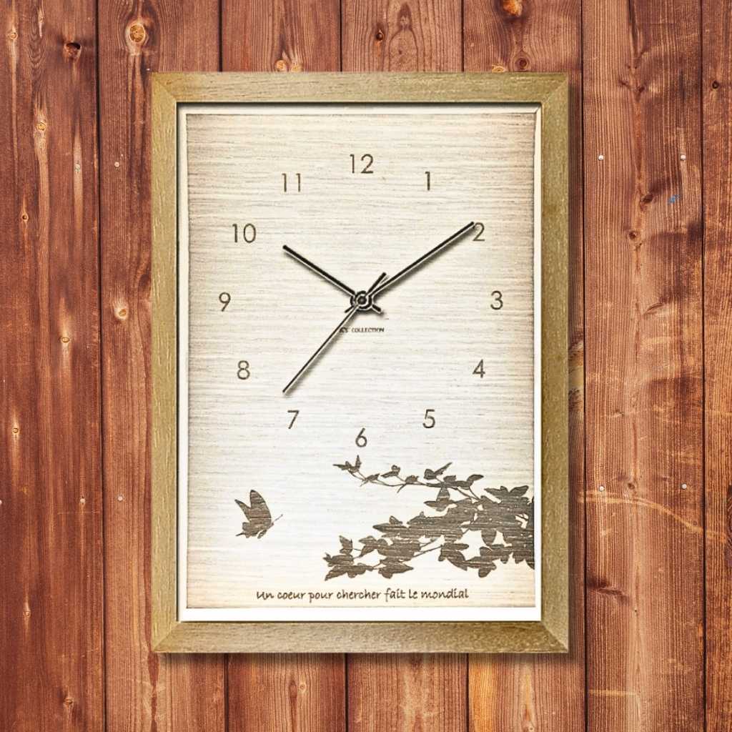 楽天市場】掛け時計 花 蝶のレーザー彫刻 音がしない 小さめサイズ