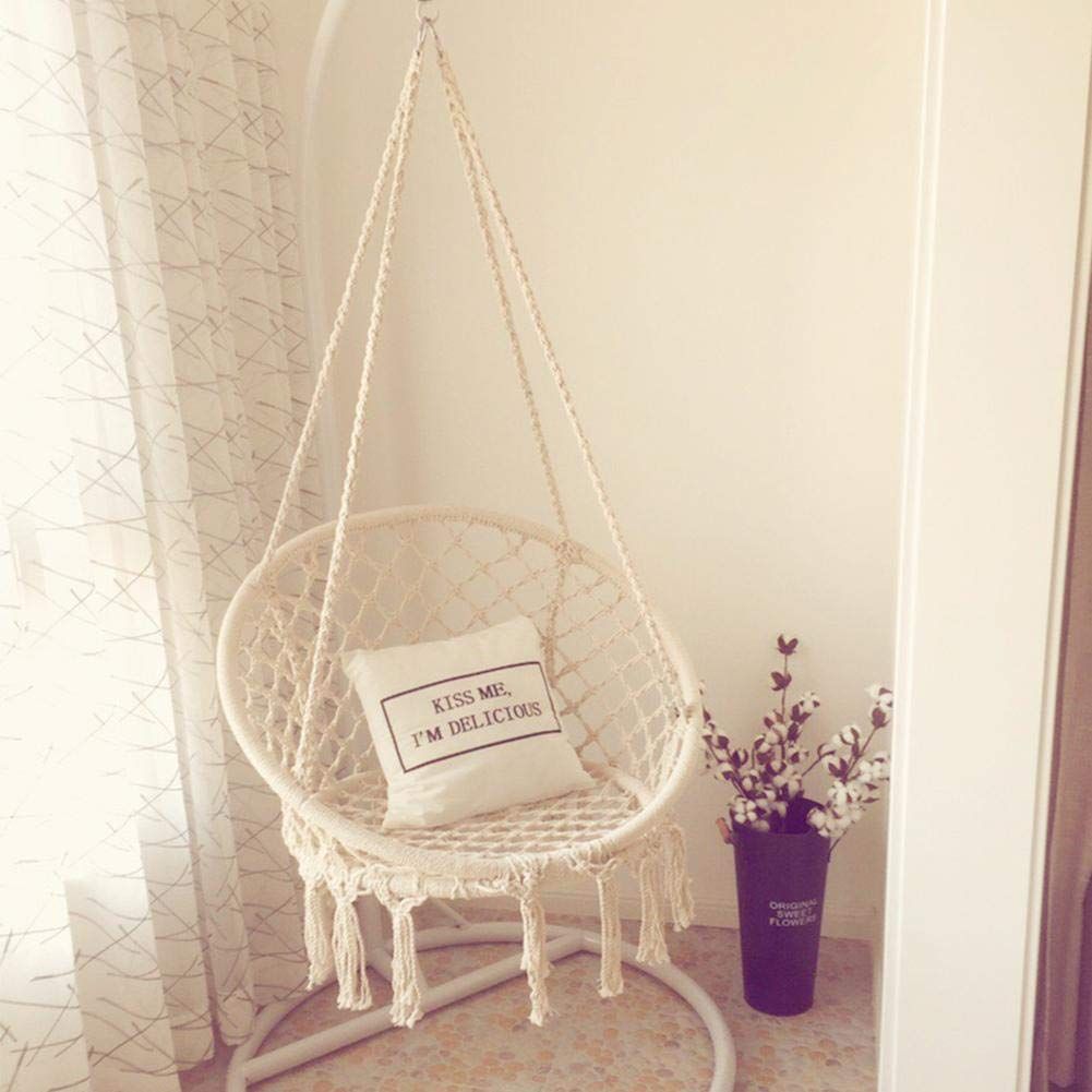 楽天市場】ハンモックチェア マクラメ編みハンギングチェア 吊り下げ式