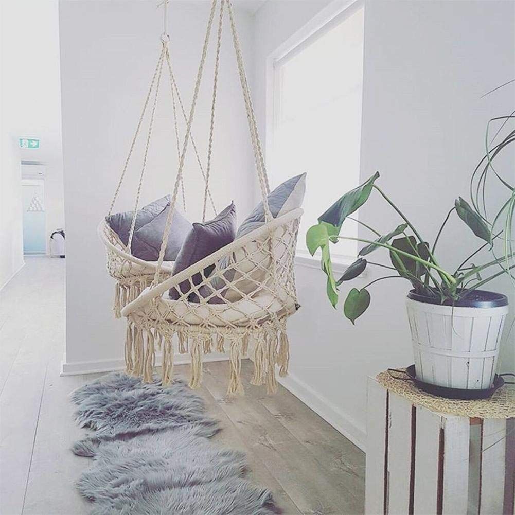 楽天市場】ハンモックチェア マクラメ編みハンギングチェア 吊り下げ式