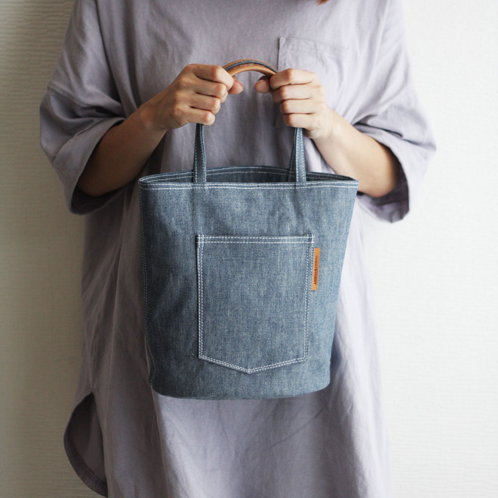 楽天市場】バケツトートバッグ 岡山デニム ヒッコリー ダンガリー 革