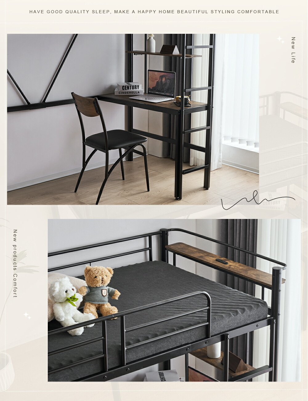 楽天市場】ロフトベッド シングル システムベッド パイプベッド 耐荷重