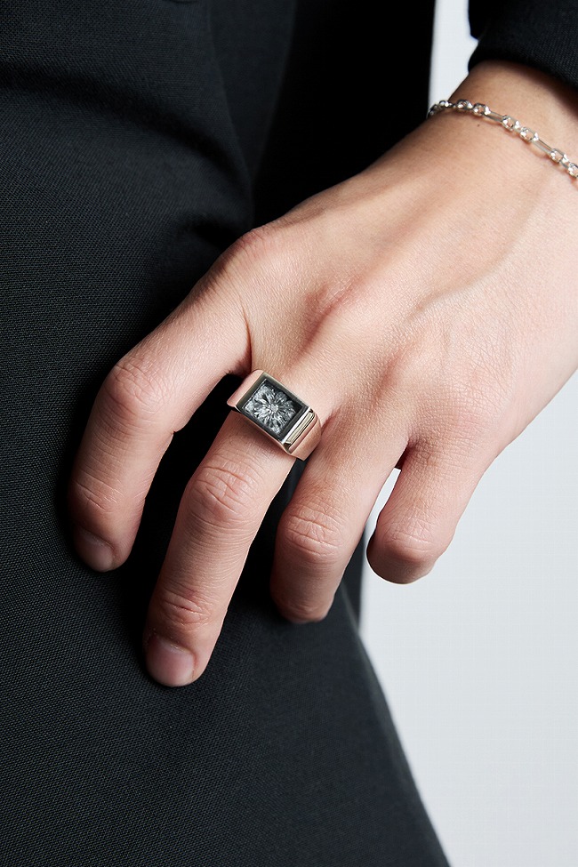 楽天市場】XOLO(ショロ) Signet Ring with Steel Gray Flower