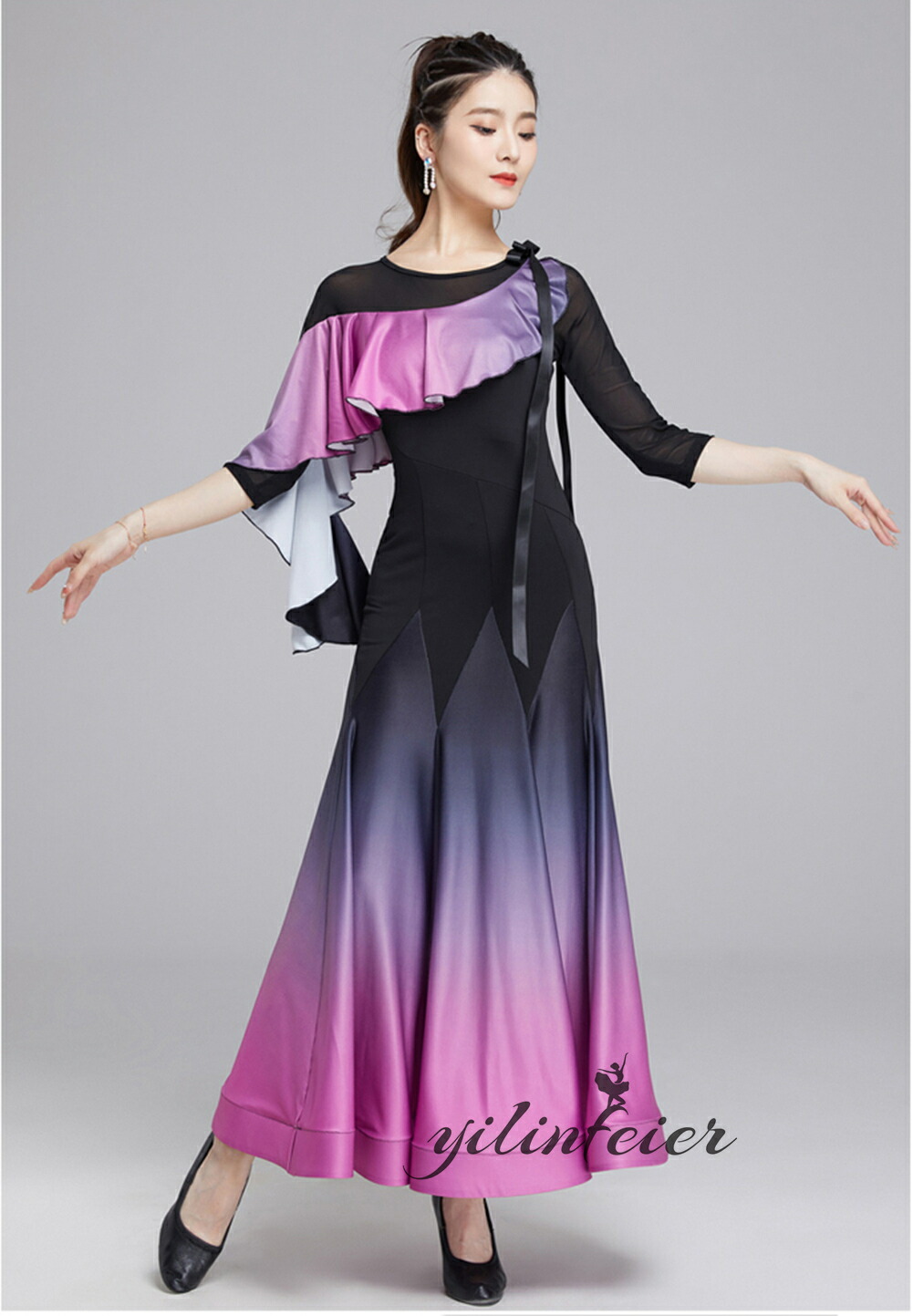 楽天市場】社交ダンスドレス モダンダンス衣装 クラーデション フリル