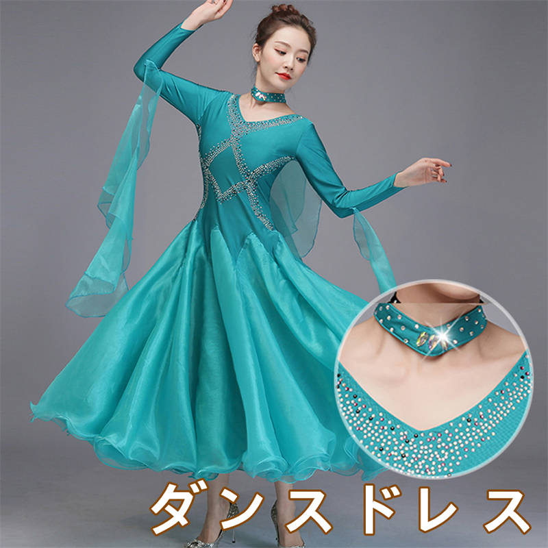 楽天市場】社交ダンスドレス 指ゴム長袖 花柄 社交ダンス練習着