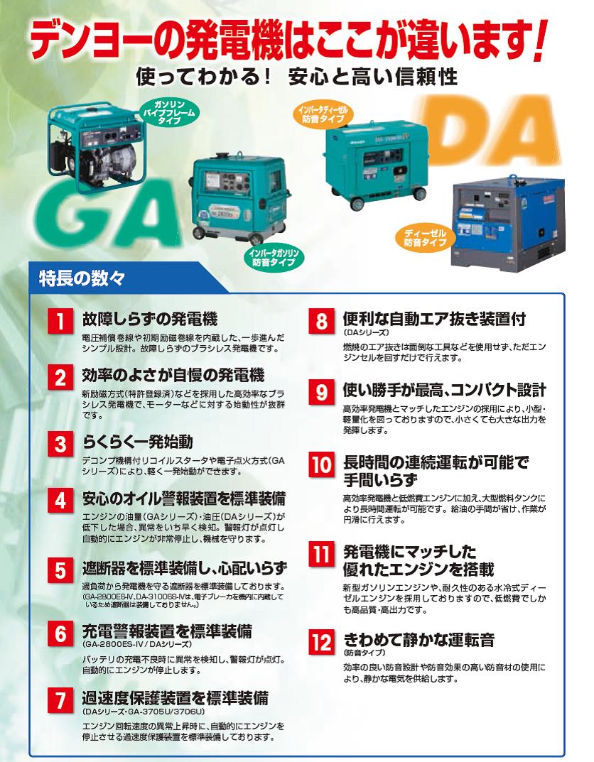 楽天市場】Denyo 防音型ガソリン発電機 GA-2800ES-IV2 3.1kVA