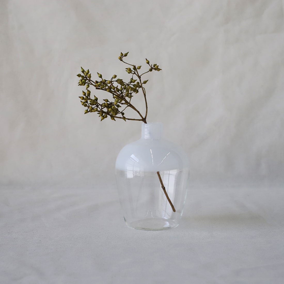 Y1505-5 ヴィンテージ フリント アルバニー ワセリンガラス 花瓶 Y1505