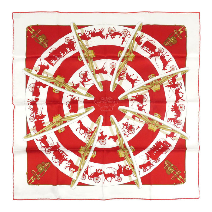 HERMES スカーフ シルク カレ 70 Paris Qui Roule 車輪でめぐるパリ