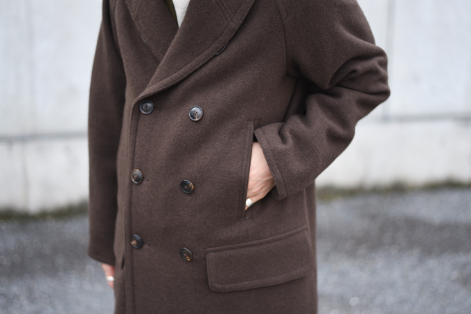 COMOLI -ヤクメルトン ショールカラーコート,バルカラーコート