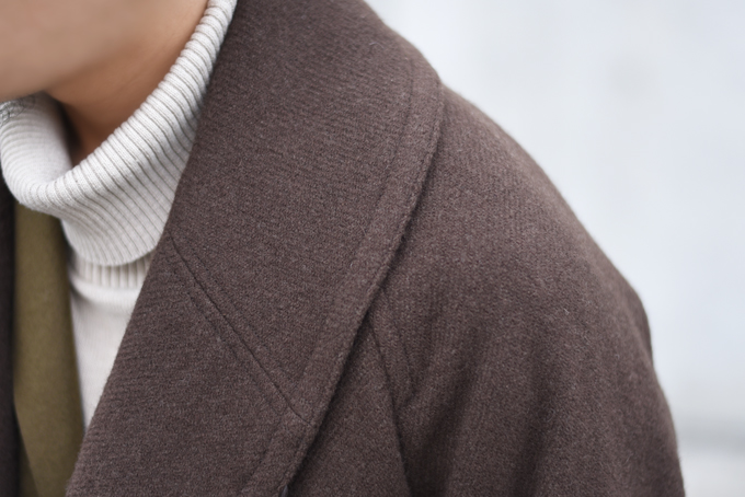 COMOLI -ヤクメルトン ショールカラーコート,バルカラーコート