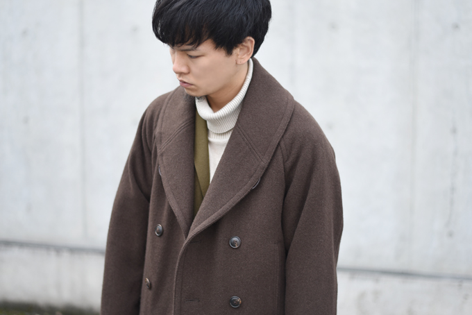 COMOLI -ヤクメルトン ショールカラーコート,バルカラーコート