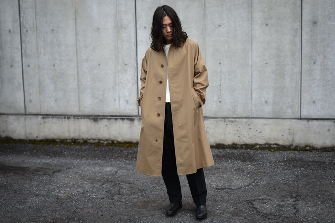 AURALEE 19SS Start -Cotton Silk Gabardine Long Soutien Collar Coat