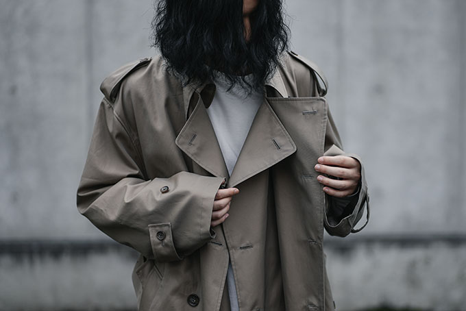 stein -Overlapped Trench Coat, Melton Lean Jacket, Crew Neck Knit
