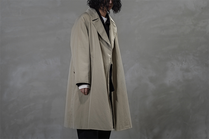 COMOLI -ウォッシュド タイロッケンコート, ウールギャバ B.D.U