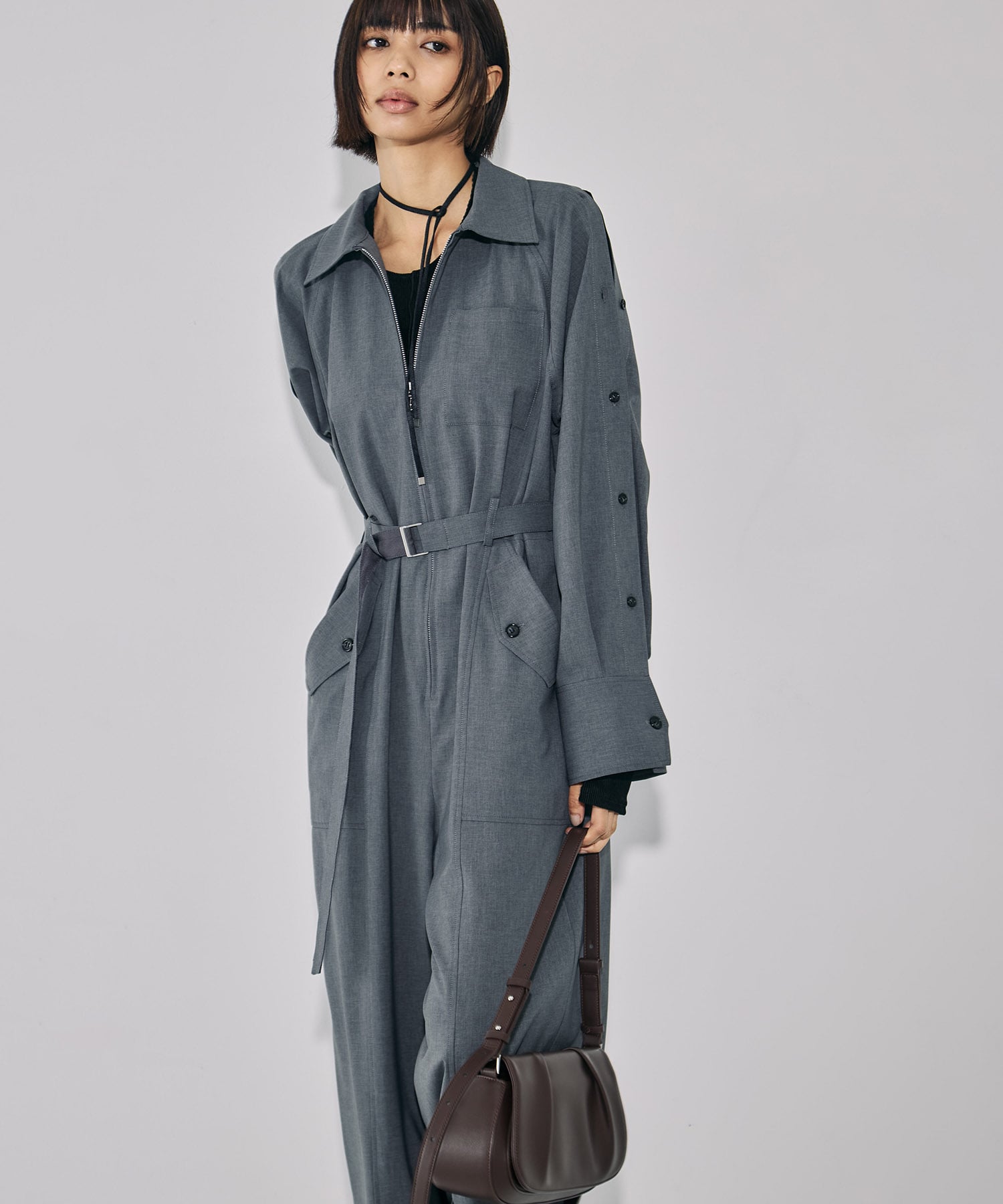 3WAYボタンスリーブジャンプスーツ(1 GREY): : ウィメンズ｜UNITED