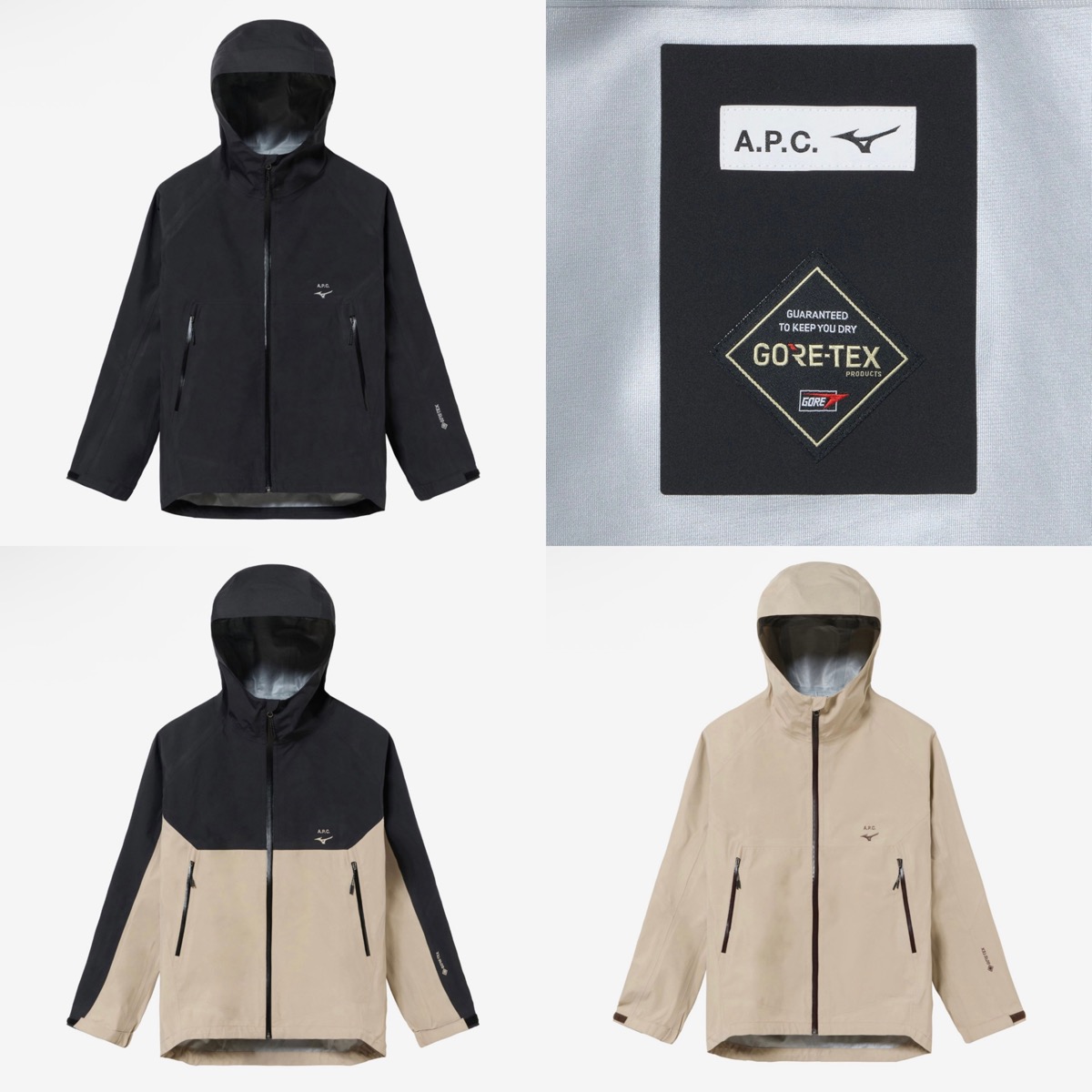 A.P.C. x MIZUNO コラボ第4弾 GORE-TEX 3L シェルジャケットが国内9月
