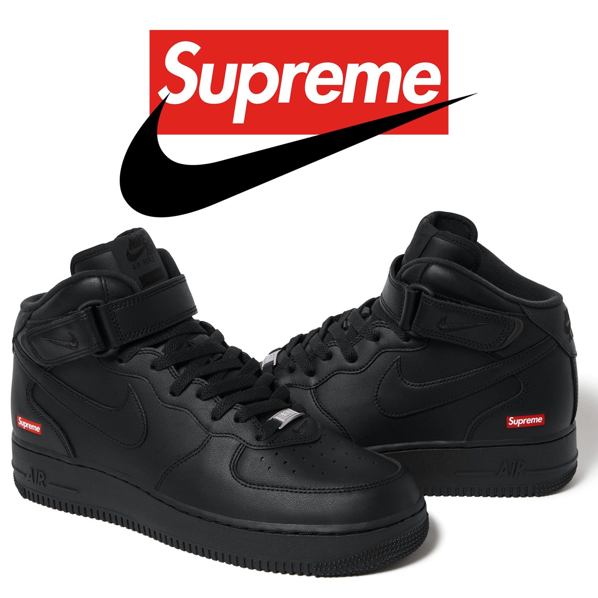 Supreme x Nike Air Force 1 Mid SP “Black” & “White”が24FW 国内12月