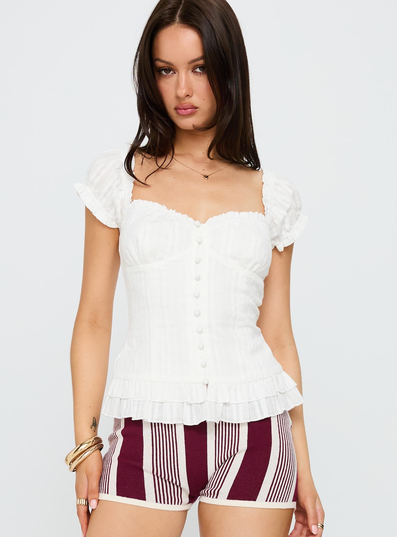 Suiter Frill Detail Top White | Princess Polly