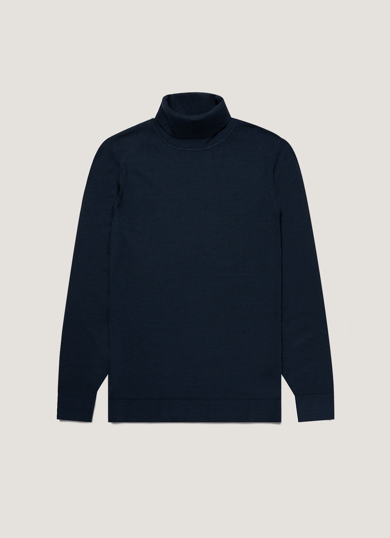 Men's Extra-Fine Merino Roll Neck in Light Navy | Sunspel