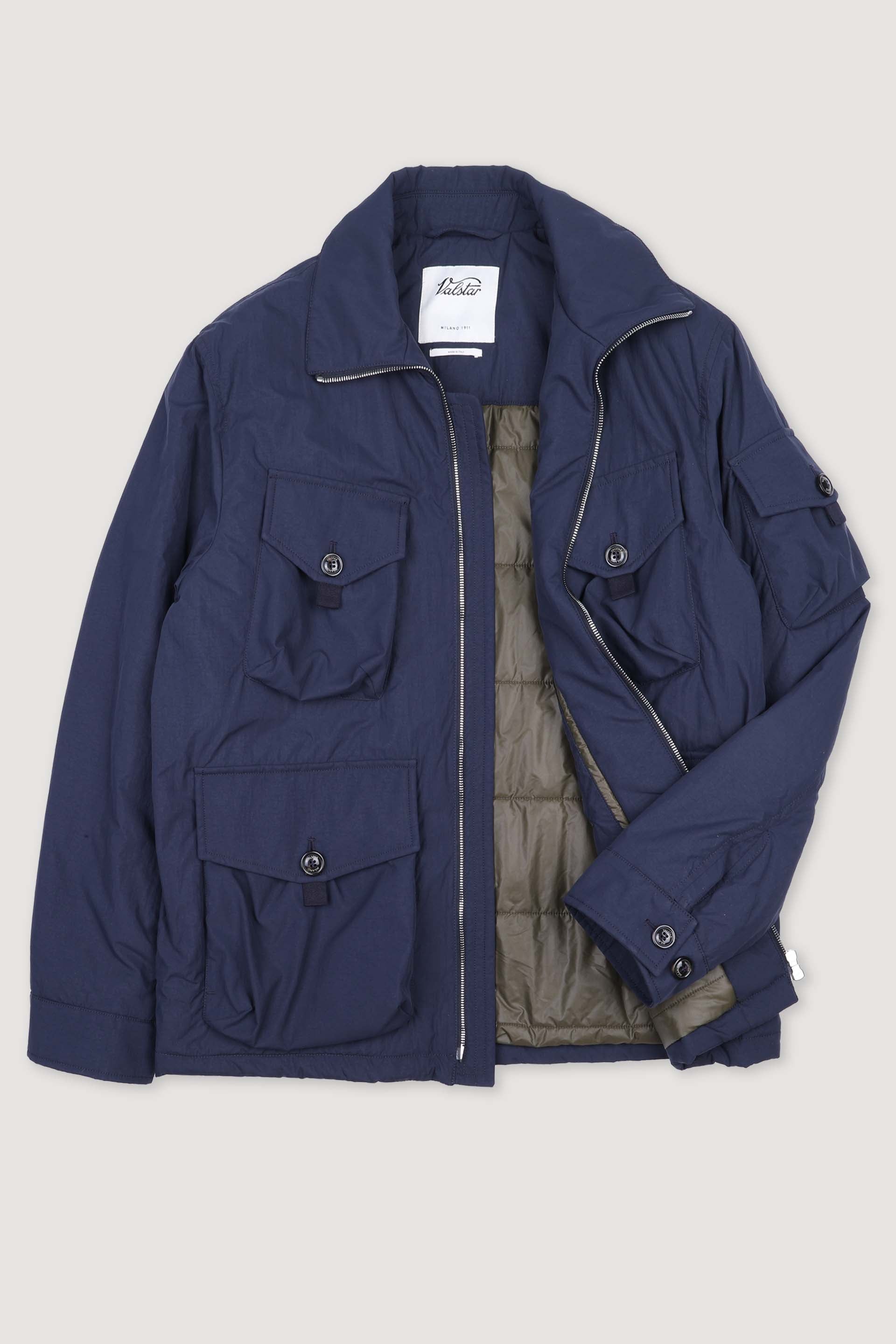 George padded field jacket in water repellent technical fabric. Blue -