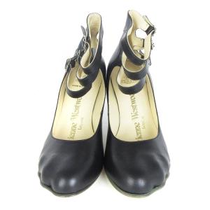 パンプス 3連ストラップ アニマルトゥ 6 ブラック（2023/09/15買取