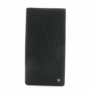 長財布 お札入れ 二つ折り レザー メデューサ ロゴ 黒 ブラック（2024