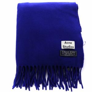 マフラー フリンジ ウール イタリア製 青 ブルー（2024/06/13買取