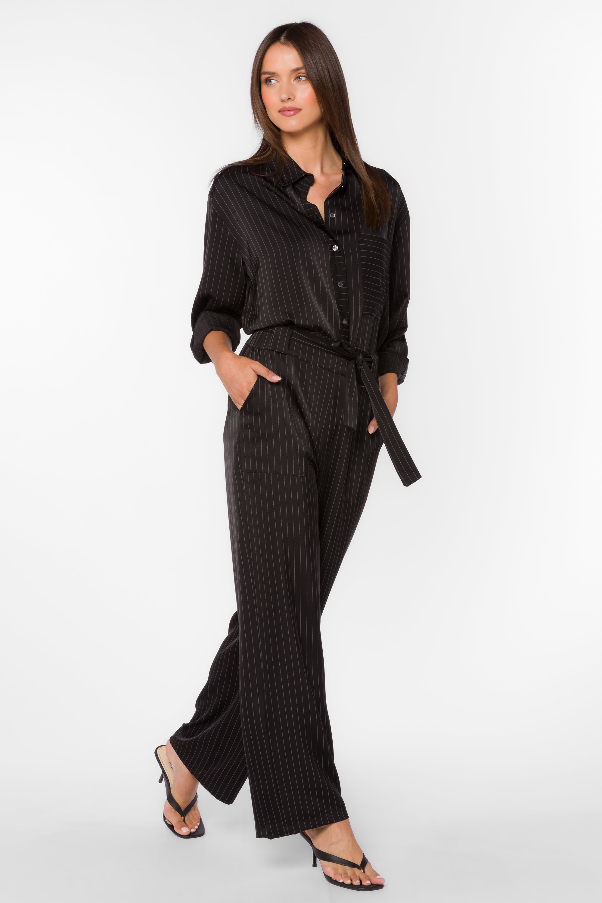 Sutton Black Pinstripe Shirt – Velvet Heart Clothing