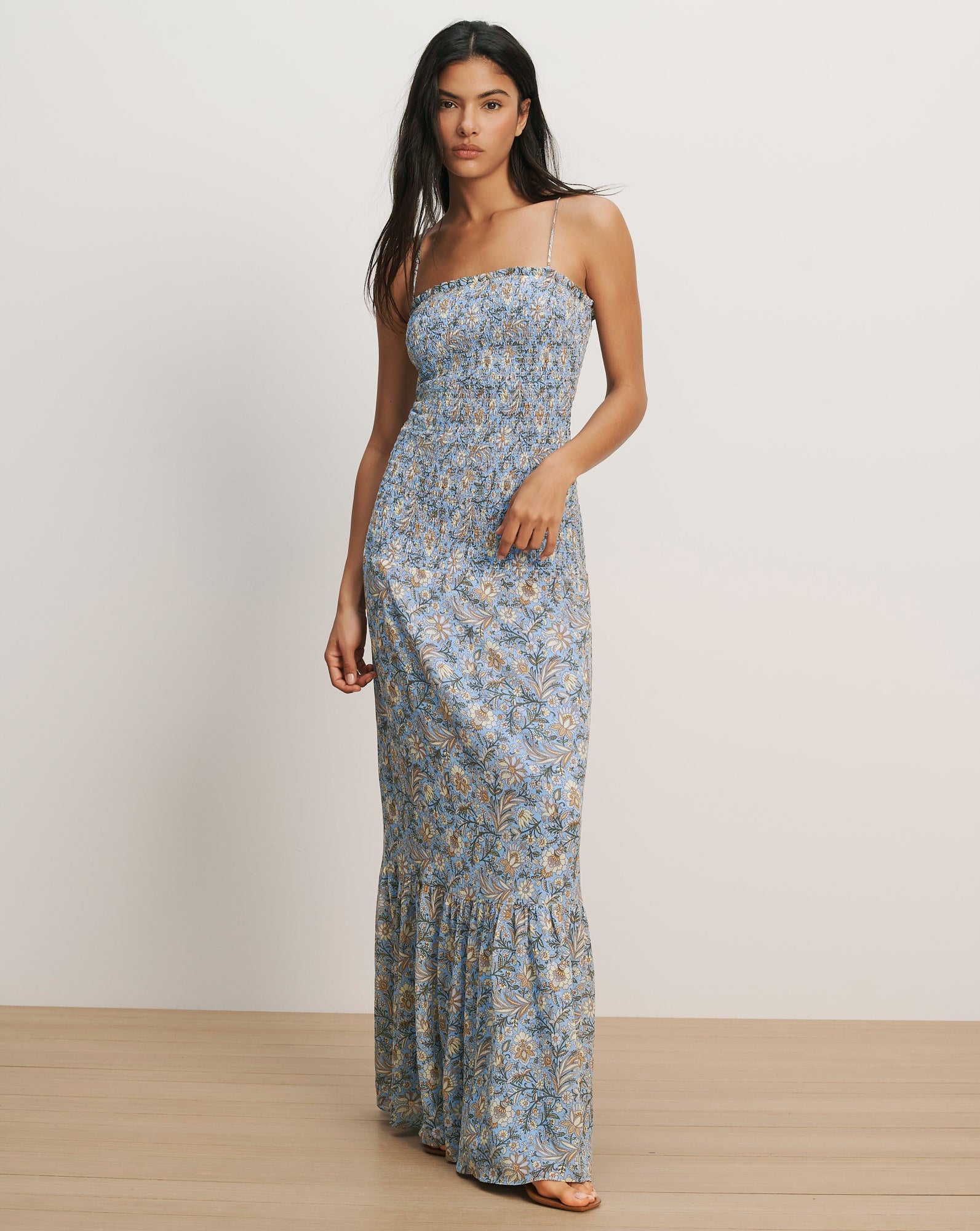 Clem Floral Maxi Dress in Blue Jay Multi | Veronica Beard