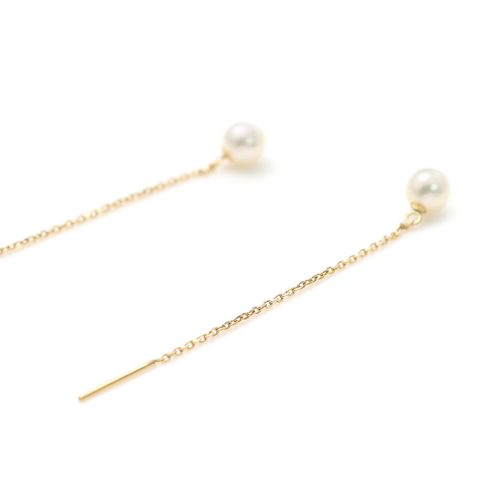 女性へのプレゼント K18YG 淡水真珠 アメリカンピアス 18金イエロー