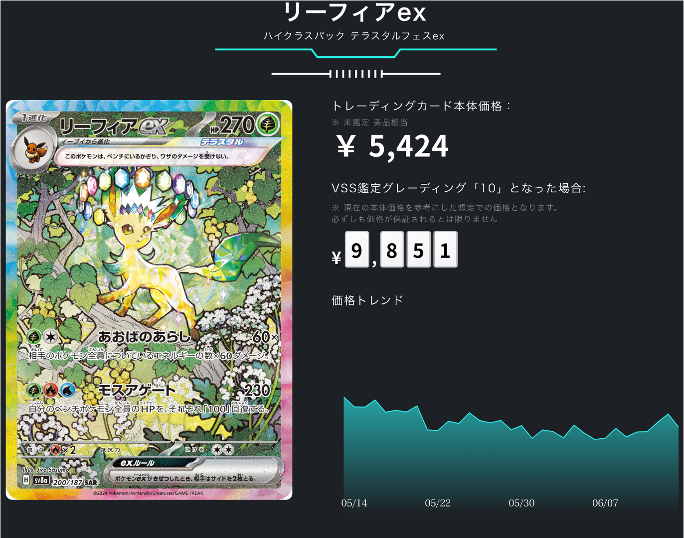 ポケカ）【リーフィアex（テラスタルフェス ex/SAR）】相場・価格