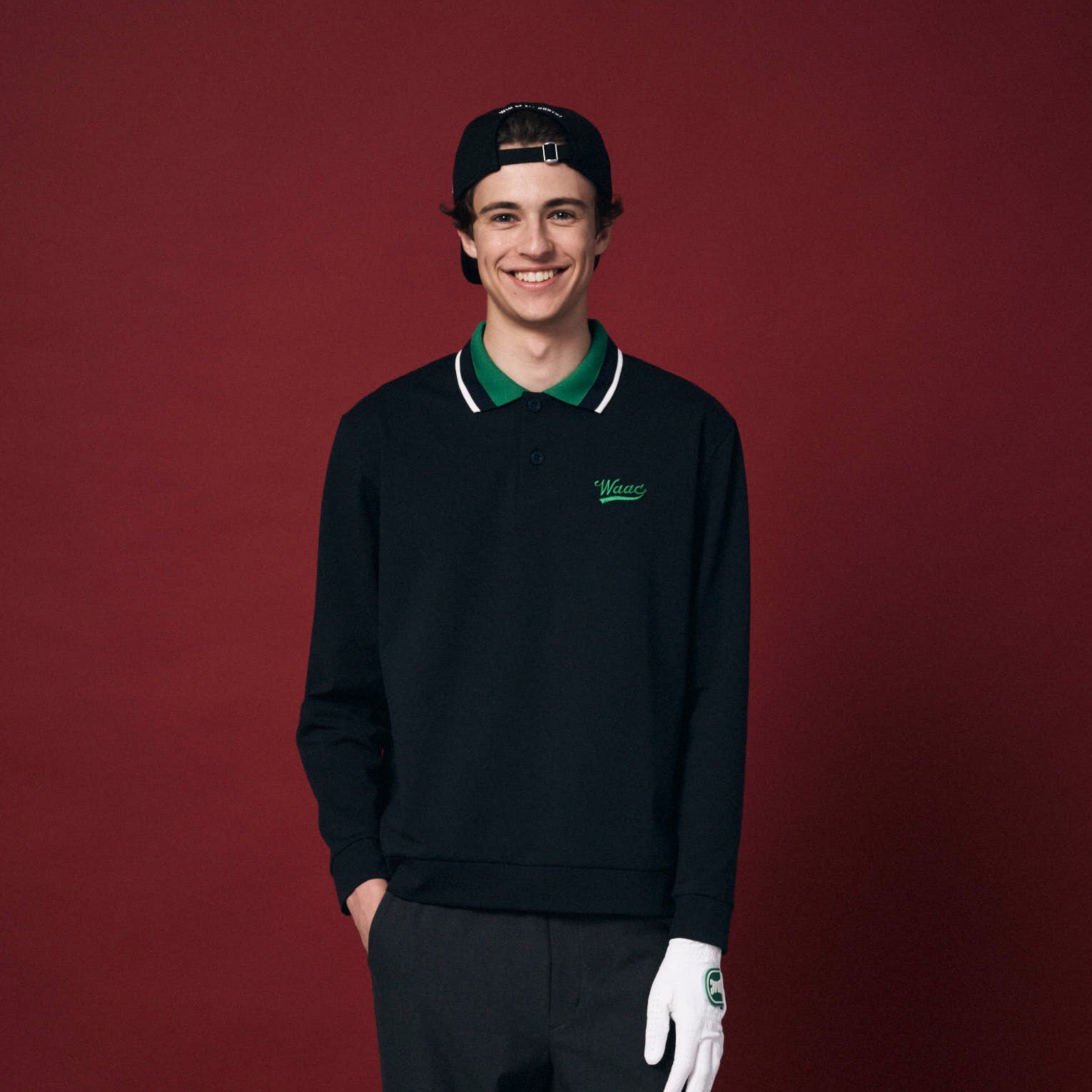 MEN BUCKET WAACKY ライトストレッチポンチポロシャツ ホワイト