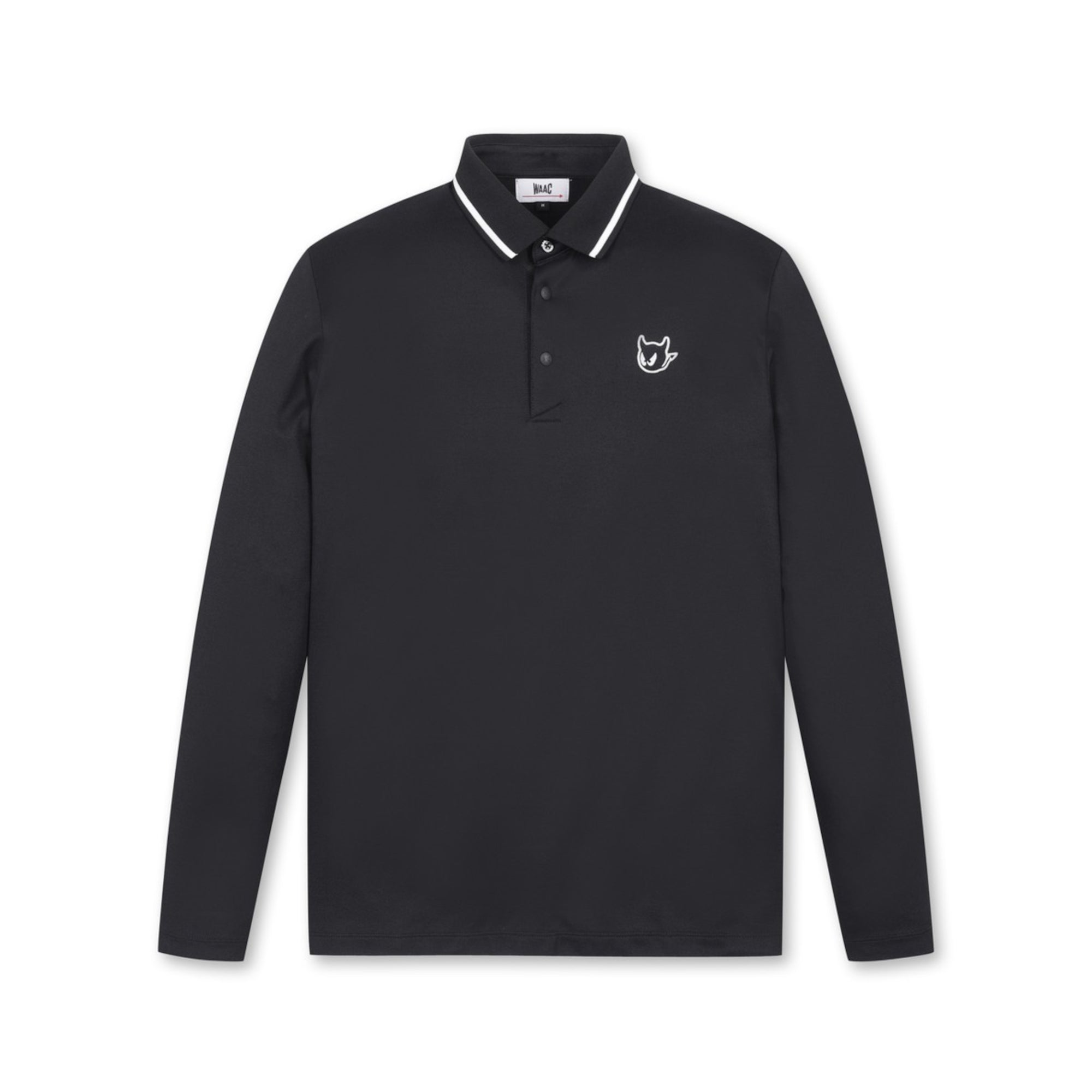 新品未使用　WAAC ポロシャツ 黒白 ジグザグデザイン　サイズS WOMEN ミニリップエアーポロシャツ ブラック