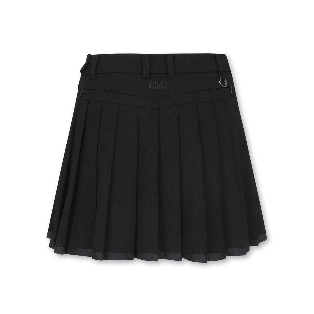 WOMEN ウールライクプリーツスカート ブラック